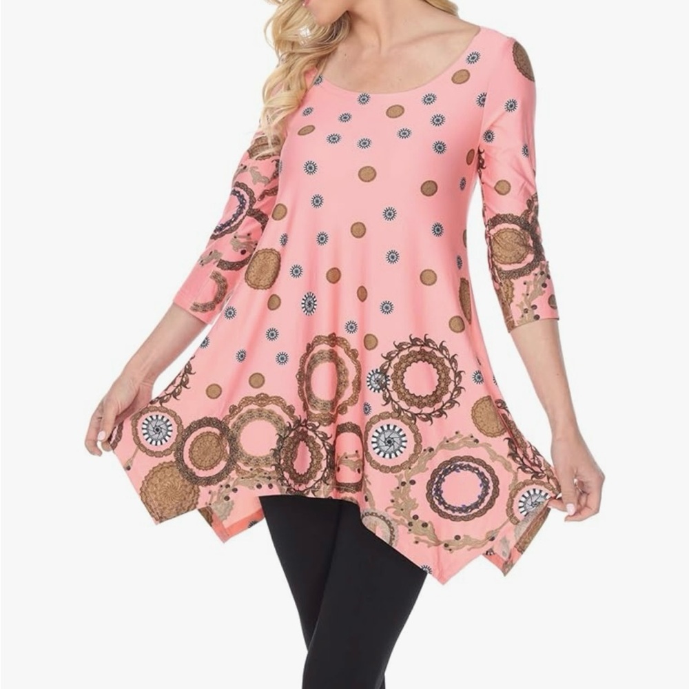 White Mark Coral Patterned Tunic